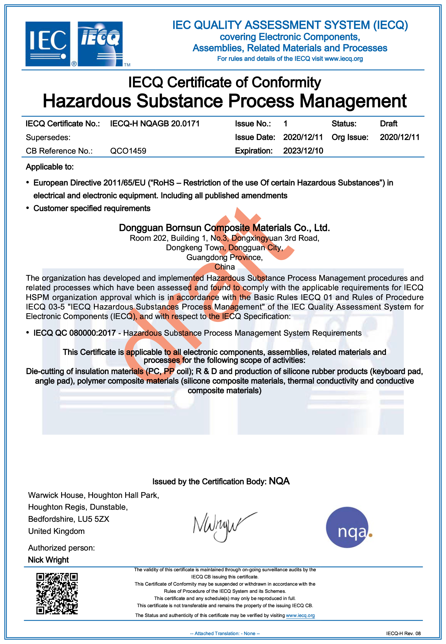 IECQ QC 080000 Hazardous Substance Process Management System (English)